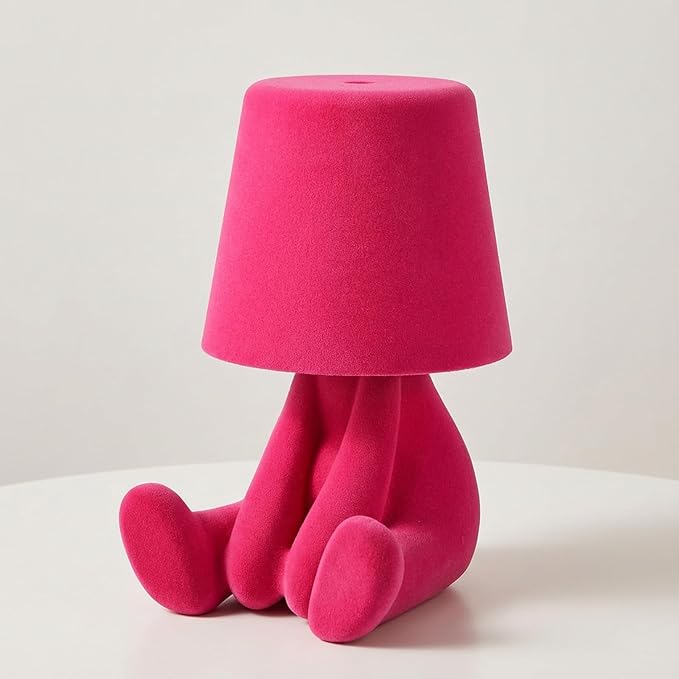 Bedside Touch Control Table Lamp, Golden Decor Thinker Statue LED Table Lamp with USB Port, 3 Way Dimmable Modern Night Light Nightstand Lamp for Home Living Room Office Shelf Decor (Pink-E)