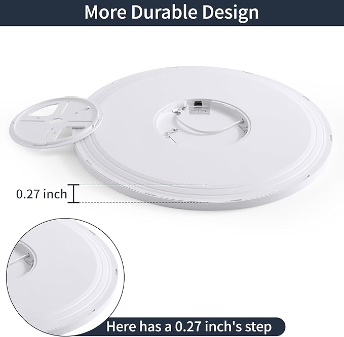 16 Inch Dimmable Ceiling Light Flush Mount 36W Remote Control LED Fixture 3600LM 3000K-6500K Adjustable Round Bright Lamp for Bedroom Kitchen Living Room Dining Bathroom White