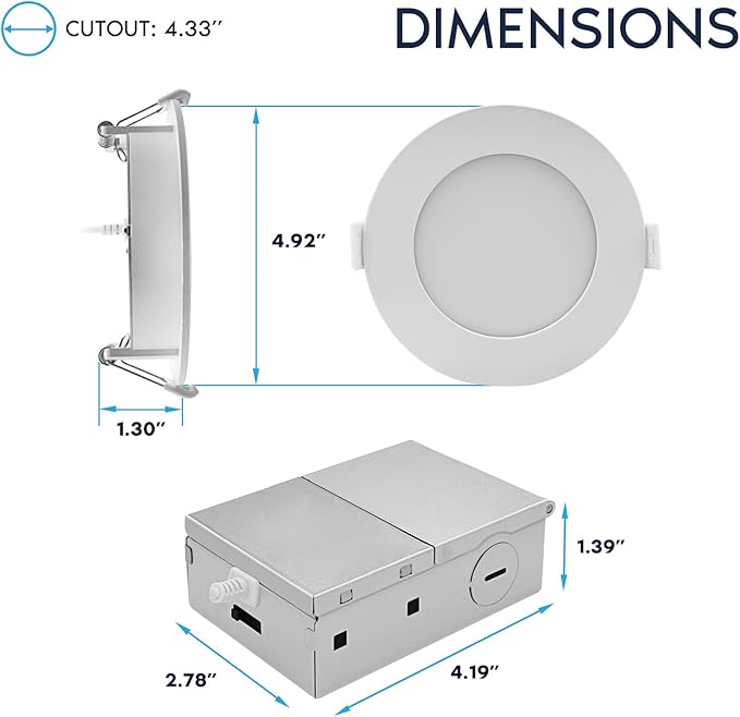 LUXRITE 4 Inch LED Recessed Light, ECO Backlit Mini Panel Spotlight, 5CCT 2700K-5000K, 1000 Lumens, High Output, 11 Watts, Dimmable, IC Rated, Wet Rated, ETL Listed, Energy Star, Round (6 Pack)