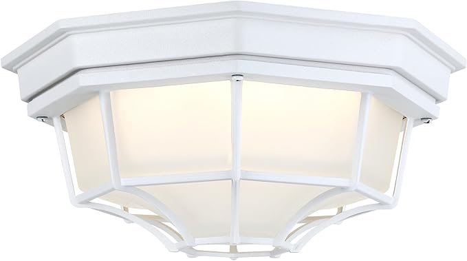 10.5” White LED Close to Ceiling Light for Basement Garage Light Octagonal White Mid-Century Modern Overhead Lights LED 2700K 3000K 3500K 4000K 5000K 10.5in Spider Web Lamp 17W,120V,850Lm-1050Lm