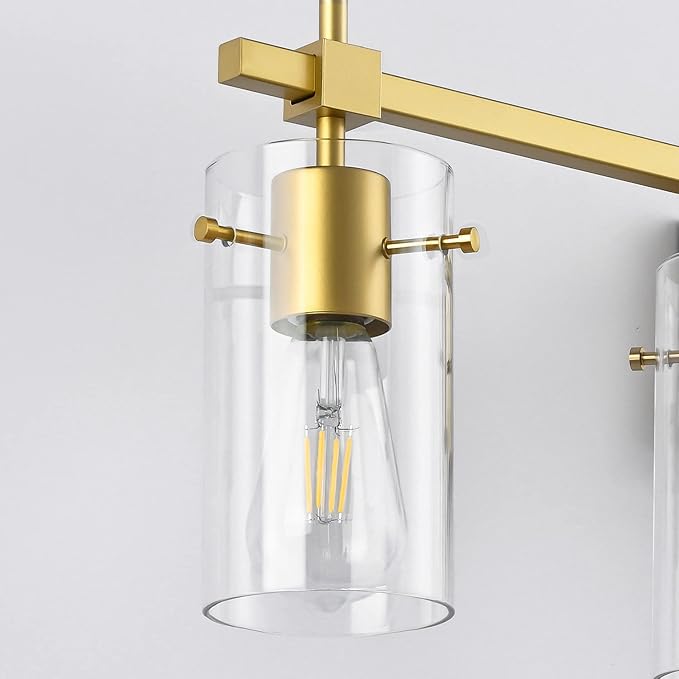 SOLFART Gold 3 Lights Bathroom Light Fixtures for Mirror Vanity Lights Bathroom Vanity Light Wall Sconce