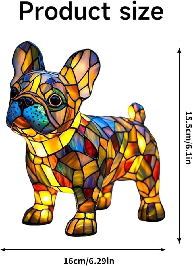 Neioaas French Bulldog Lamps - Retro Dogs Stained Resin Tabletop Night Light, Dog Series Art Night Light, 3D Cute Pet Dogs Themed Lamp LED Table Lamps, Fun Gift for Dog Lovers