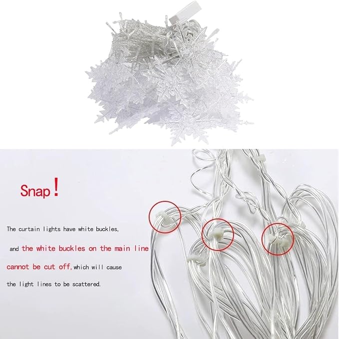 Christmas Snowflakes LED Curtain String Lights 11.5ft/3.5M 96LED Christmas Window Curtain Light Plug in String Light for Xmas Decor,Indoor and Outdoor,Birthday Party,Wedding, Bedroom Patio