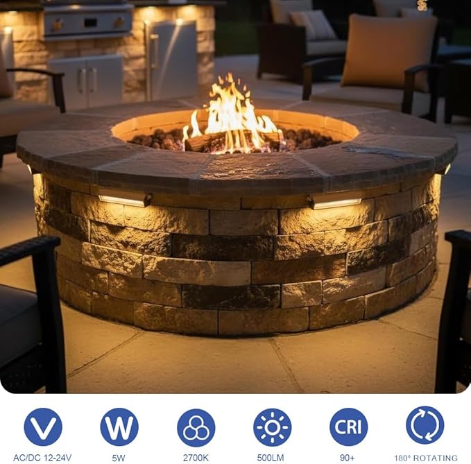 JESLED 8Pack 7inch LED Retaining Wall Lights, 5W Landscape Lighting, LED Hardscape Lighting,12V Paver Lights Low Voltage Hardscape Lights, 5W Outdoor Step Lights, 2700K Warm White, Waterproof