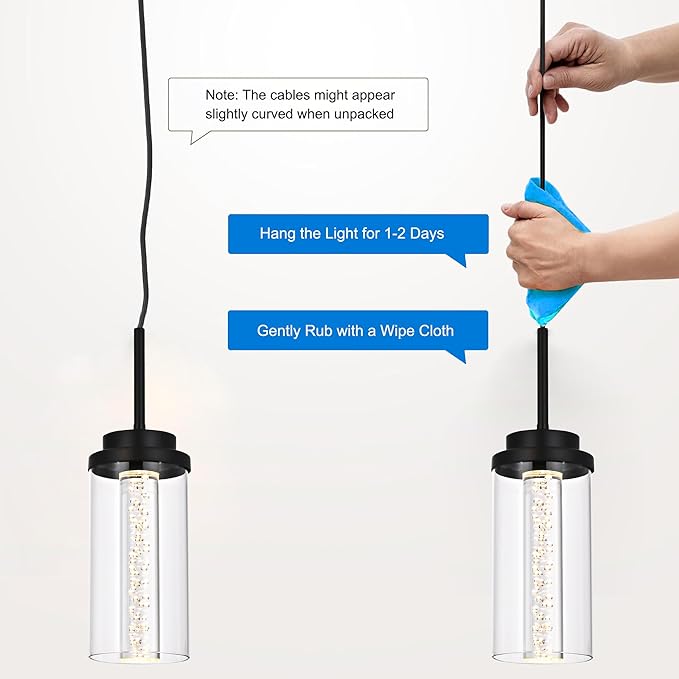 MELUCEE Dimmable LED Pendant Light 3-Light Linear Dining Room Light Fixture Over Table Black Chandelier, 3000K-6000K Adjustable Color Temperature Island Lights with Clear Glass Shade