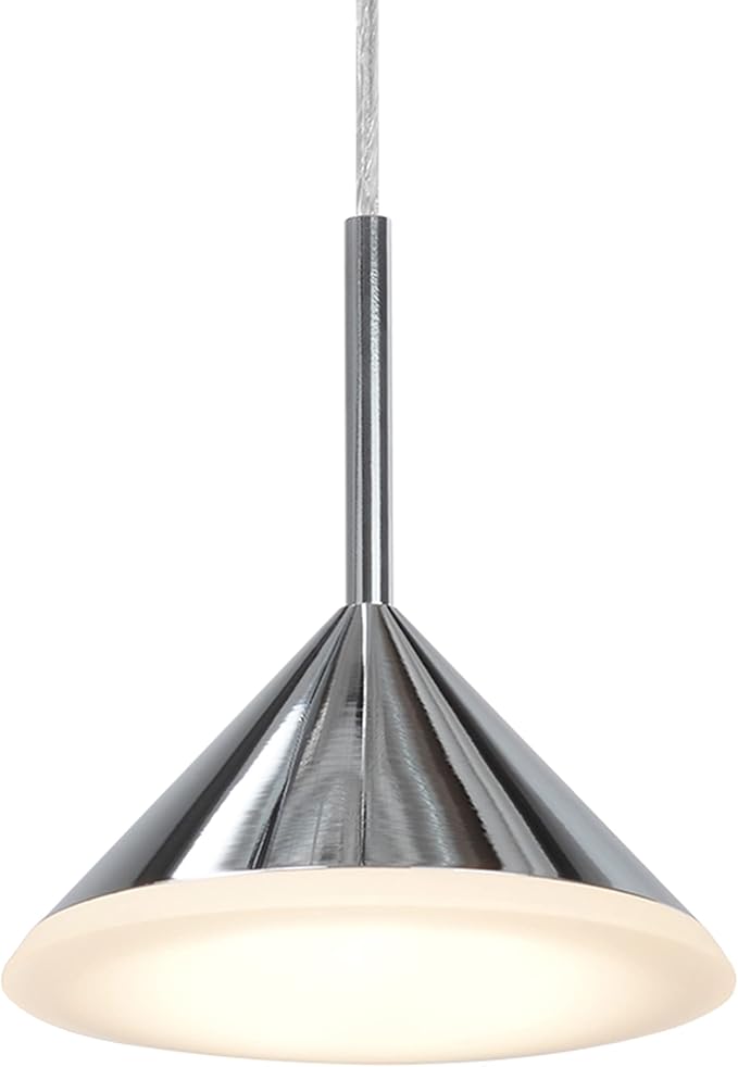 Aspen Creative 61110-11 Adjustable LED One-Light Hanging Mini Pendant Ceiling Light, Contemporary Design in Chrome Finish, Glass Shade, 4.375" Wide
