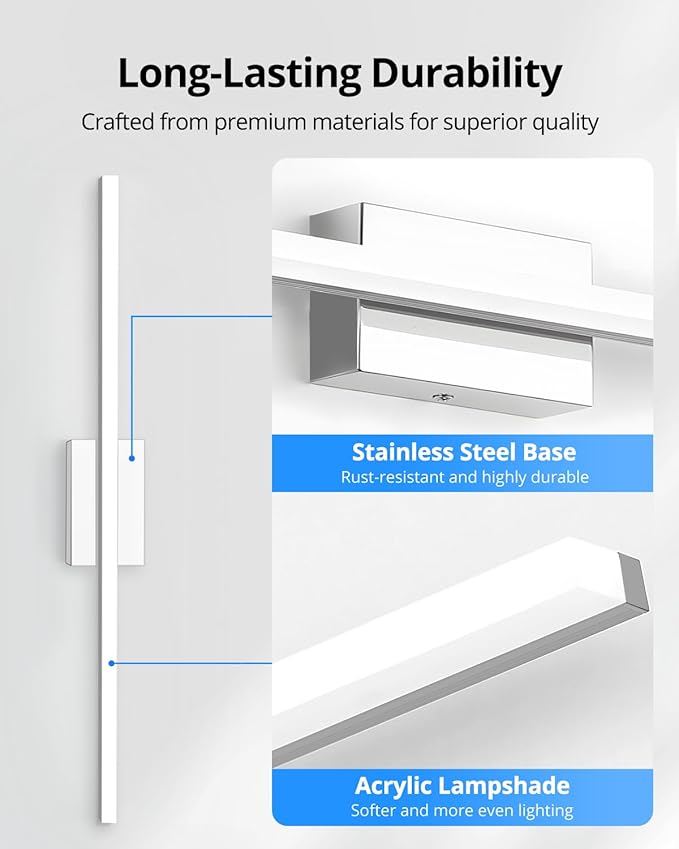 Combuh LED Vanity Lights Bar 36 Inch, 20W Bathroom Light Fixtures Over Mirror, IP44 Indoor Wall Mounted Sconces Modern for Washroom, Cool White 6000K