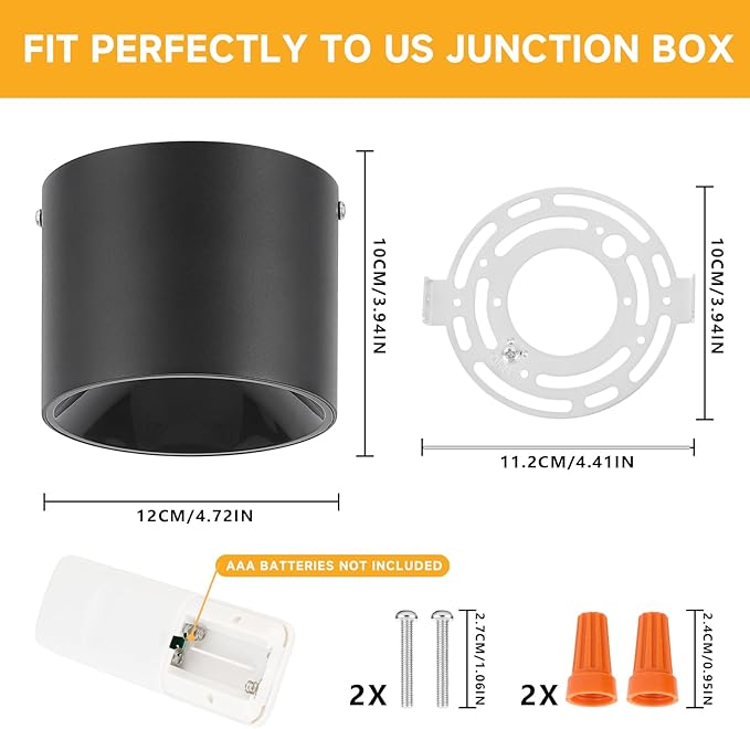 Dimmable LED Ceiling Spot Lights with Remote – Flush Mount Ceiling Cylinder Light Indoor Fixture for Kitchen, Hallway & Entryway White 4.72” CRI97 15W 5CCT 2700K-6000K (3Pack)