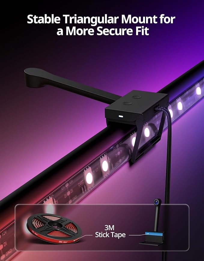 Ailofy Smart TV LED Backlight with Camera for 75-85 inch Screens, 16.4ft LED Strip Lights Sync to Screen& Music, Color Changing Lights for TV Compatible with Alexa & Google Assistant, App Control