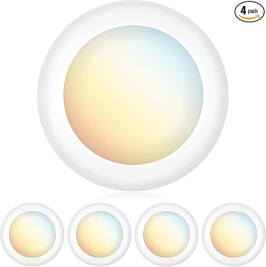 PARMIDA (4 Pack) 5/6 Inch Dimmable 5CCT LED Disk Lights, 15W Flush Recessed Ceiling Disc Lighting 5 Color Selectable 2700K/3000K/3500K/4000K/5000K 1050lm, J-Box Or Recessed Can Installation, UL-Listed