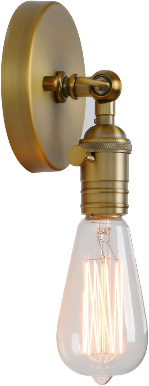 PERMO Minimalist Single Socket 1- Light Wall Sconce Lighting with On/Off Switch (Anqitue)