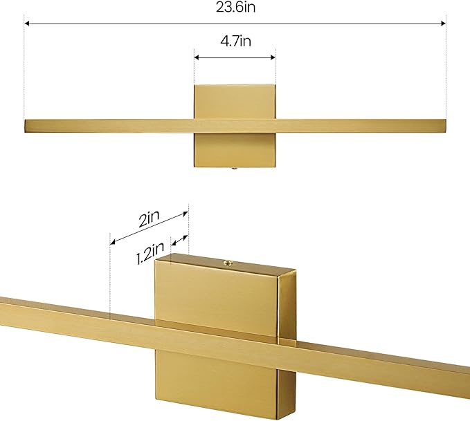 Epinl Gold Bathroom Light Fixtures - 23.6 inch Brushed Gold Vanity Lights for Bathroom Over Mirror Dimmable18W LED Dimmable 5CCT Wall Sconce Lighting Fixture for Bathrooms Bedroom