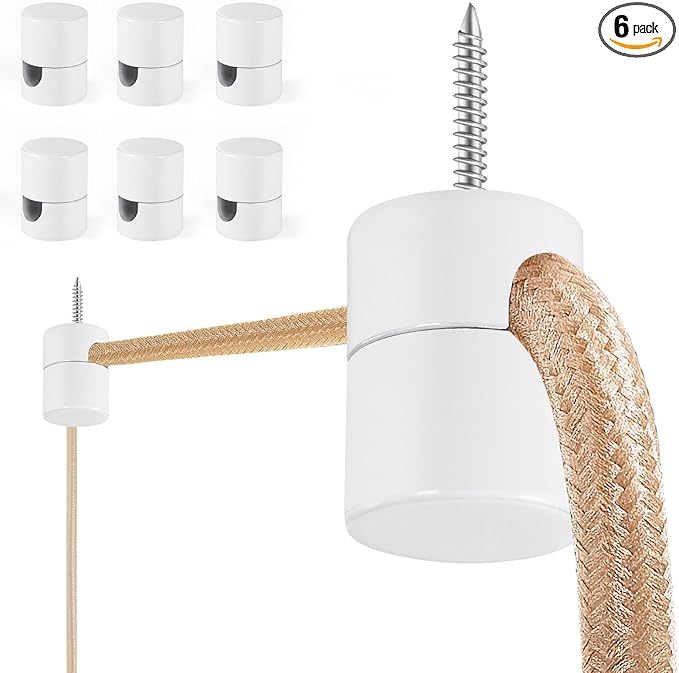 6 Pack Aluminum Swag Hooks for Ceiling Hanging, Swag Hook Super Load, White Ceiling Hooks for Hanging Lights, Ceiling Hook, Modern Ceiling Hooks for Pendant Light- Easy to Use