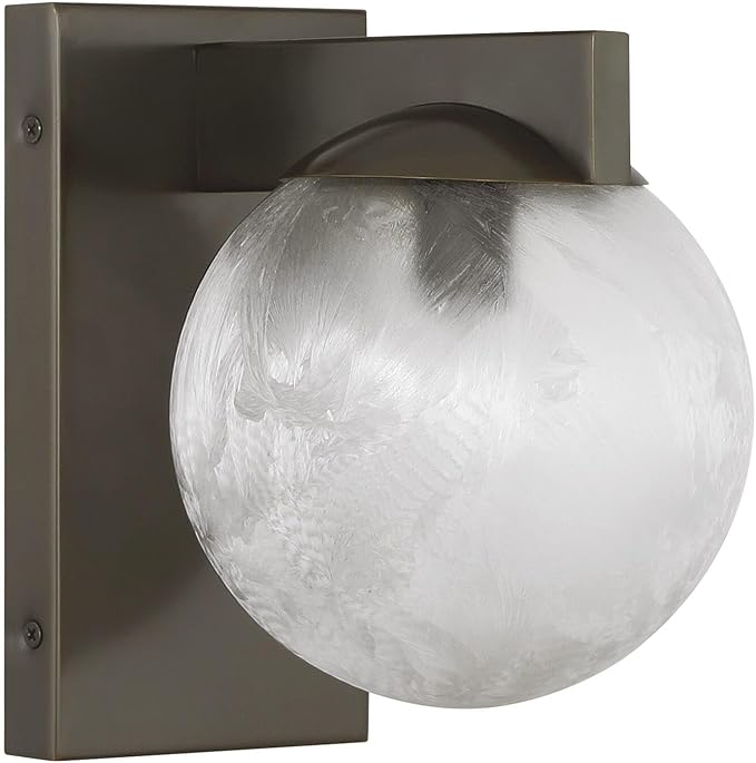 Savoy House 9-1017-1-15 Darien Contemporary Ice Glass Wall Sconce, 1-Light 60 Watt, 8" H x 6" W, Mediterranean Bronze