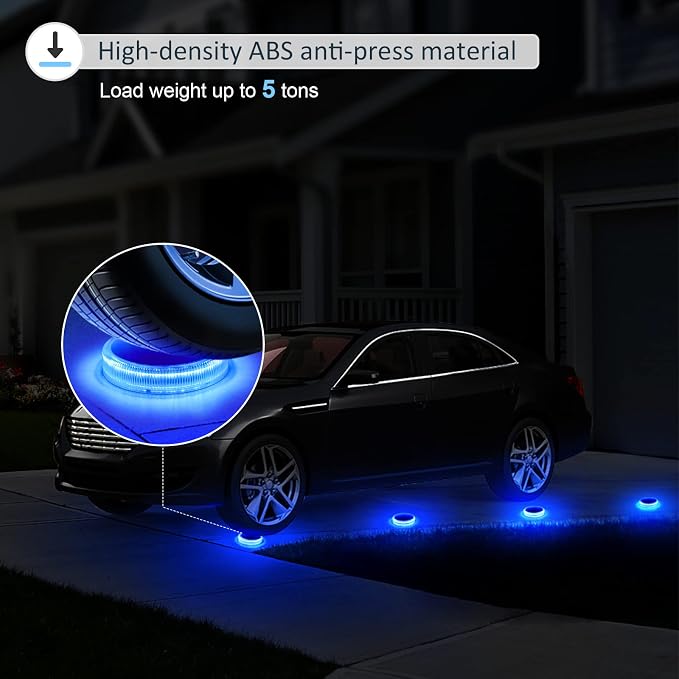 YiLaie Blue Solar Lights for Outside Stick on Boat Dock Deck Step Driveway Strip Lights Outdoor Waterproof Solar Powered Stair Post Ground Pathway Walkway Accessories Auto ON/Off（4 Pack）
