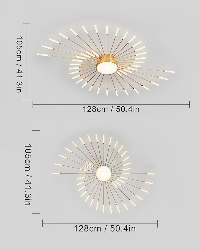 Ceiling Light Modern LED Ceiling Lamps,Flower Shape Ceiling Lights,Flush Mount Chandelier,Metal Acrylic Ceiling Lamps,Living Room Light Fixtures Ceiling for Bedroom,Dining Room(Gold,42+1 Heads)