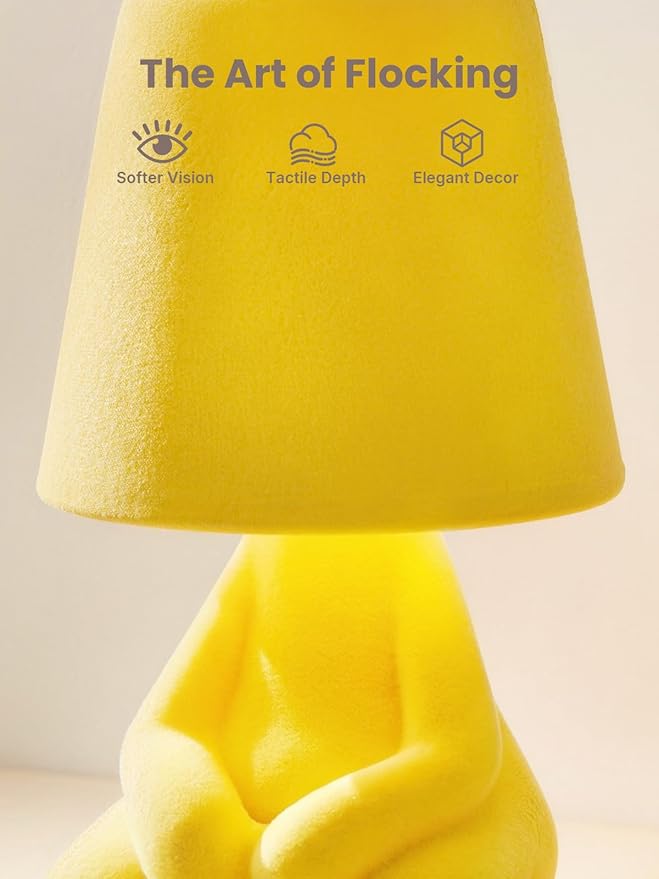 Modern Table Lamp for Youth: Rechargeable Cute Light for Kids Child Teen - Gift for Birthday Christmas Halloween Easter (Yellow)