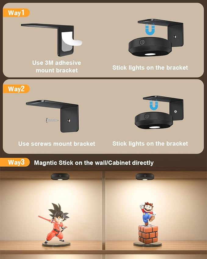WILLED Picture Lights for Wall Rechargeable,Wireless Battery Operated Art Lighting for Paintings,Puck Lights with Remote,Picture Frame Lights,Dimmable & TimerWireless,Magnetic Gallery Light