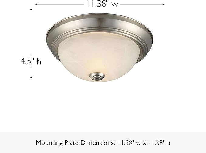 Design House Ceiling Light, Flush Mount, Dimmable, Uses (2) 60W Bulbs, Satin Nickel, 11.25 in D x 4.75 in H, 2-Pack Includes Two Ceiling Lights, 587527