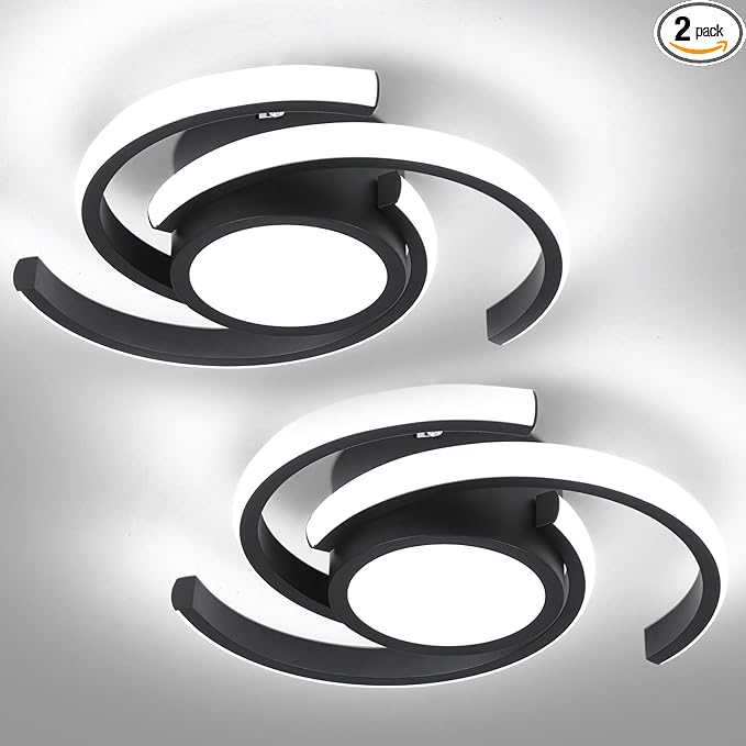 ADISUN LED Modern Ceiling Light,6000K Semi Flush Mount Ceiling Light Fixture,Unique Ceiling Lamp for Living Room Bedroom Corridor Aisle Hallway, 2 Pack