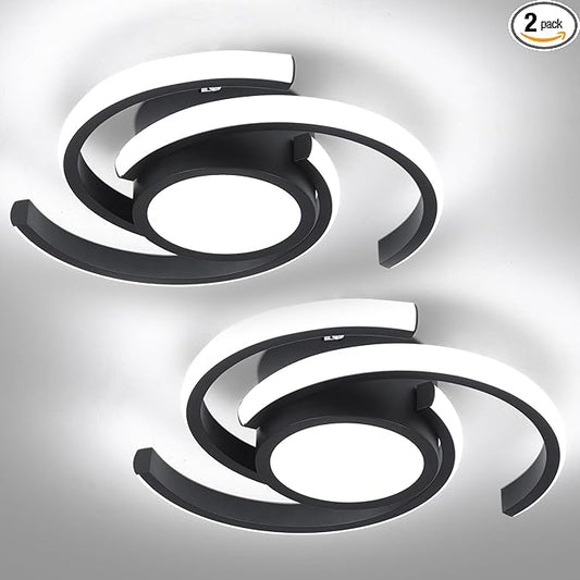 ADISUN LED Modern Ceiling Light,6000K Semi Flush Mount Ceiling Light Fixture,Unique Ceiling Lamp for Living Room Bedroom Corridor Aisle Hallway, 2 Pack