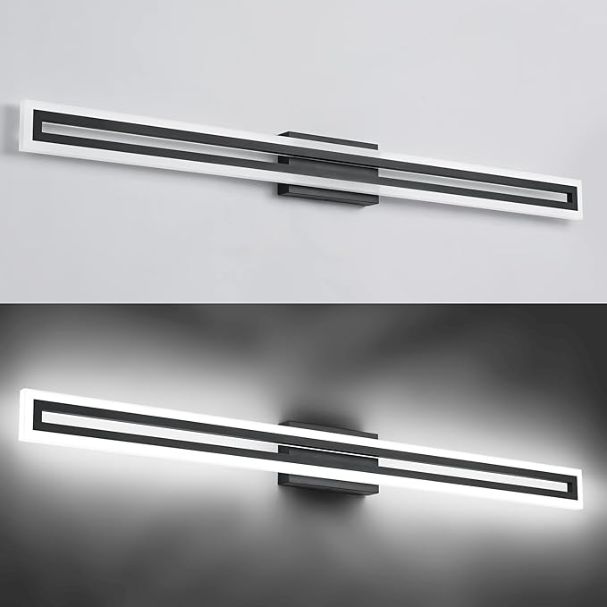 SOLFART Bathroom Light Over Mirror Bathroom Light Fixtures Vanity Lights Black Vanity Lights for Mirror Led Light Fixtures 6000K