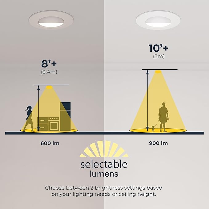 HALO RA 6 inch LED Recessed Light Trim with Adjustable Gimbal, Selectable Lumens and Selectable Color Temperature, Dim-to-Warm Feature, Damp Location Rated RA56LS9FSD2W1EWH