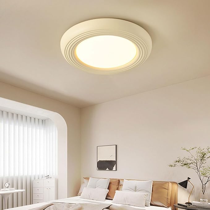 Modern Minimalist Bedroom Ceiling Lamp with Plastic Shade Flat Lighting Round Ceiling Lights for Balcony Suitable for Hallways and Entryways