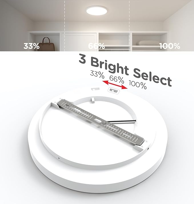 Leetdud Flush Mount Ceiling Light Fixture Wired Dimmable, 13 Inch 24W, 5 CCT 2700/3000/3500/4000/5000K, 3 Brightness Settable, Surface Mount LED Lights for Bedroom Stairs Hallway Laundry Porch, White
