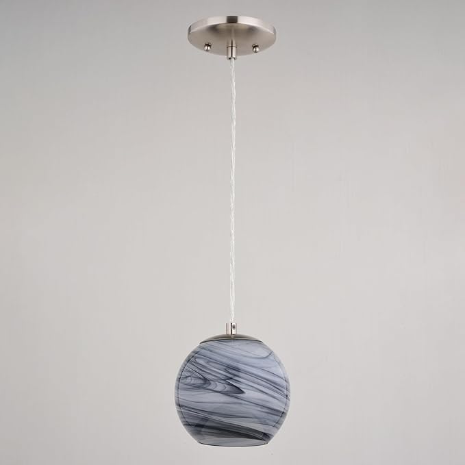 VAXCEL Milano LED Compatible Satin Nickel Transitional Mini Pendant Ceiling Light Multi Color Art Glass