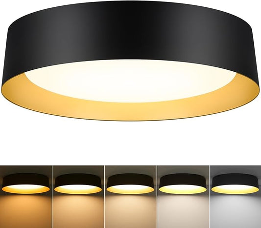 BrightHome 16in Flush Mount LED Ceiling Light, 30W(300W Equiv) 3000LM, 5CCT 2700K 3000K 4000K 5000K 6000K, Dimmable Modern Flush Mount Light for Bedroom, Bathroom, Hallway, Kitchen, White and Gold