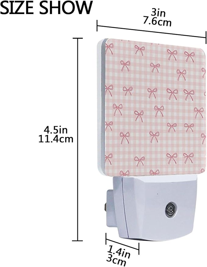 Wamika Pink Bow LED Sensor Night Light Set of 2 Ribbon Bowknot Coquette Table Desk Lamps with Adjustable Brightness Eye-Caring for Home Bedroom Office Parlour