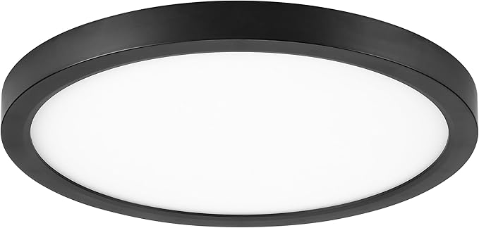 Maxxima 12 in. LED Flush Mount Ceiling Light, 2200 Lumens, 5 CCT 2700K/3000K/3500K/4000K/5000K Panel Light, Black Trim Round Fixture, Dimmable for Modern Bedroom, Kitchen, and Living Room Lighting