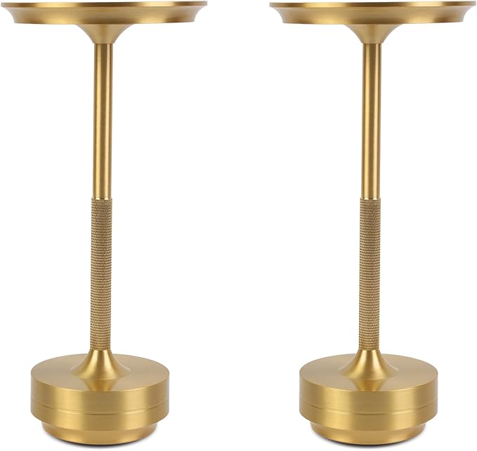 Rechargeable Cordless Table Lamp Set of 2, Portable Battery Operated LED Table Light, 3 Color Stepless Dimming with Touch Sensor & Memory Function for Outdoor Patio Restaurant Dining Room,Gold