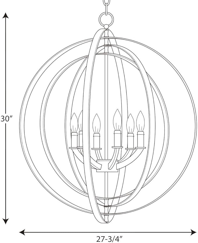 Progress Lighting P3889-104 Equinox Six-Light Sphere Pendant, Polished Chrome