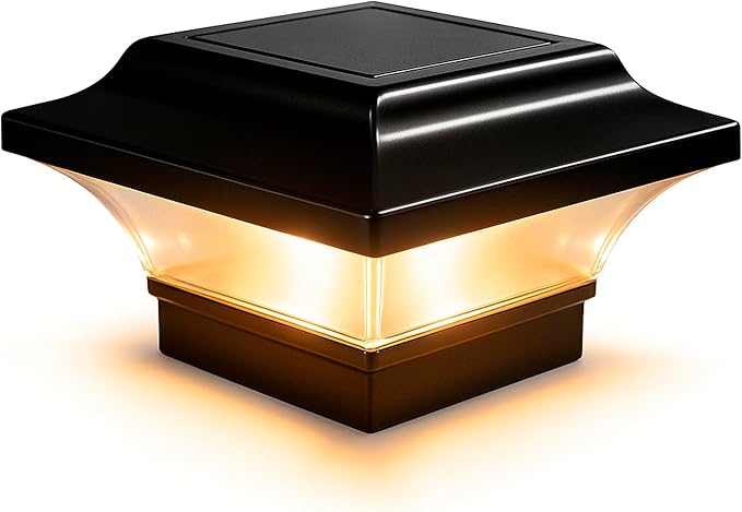 Classy Caps 2x2 Imperial Solar Post Cap - Fits 2"x2", 2.25"x2.25", and 2.5"x2.5" Deck & Fence Posts - Warm & Cool Light Modes - Black Cast Aluminum - Heavy-Duty - Mod. SL082B