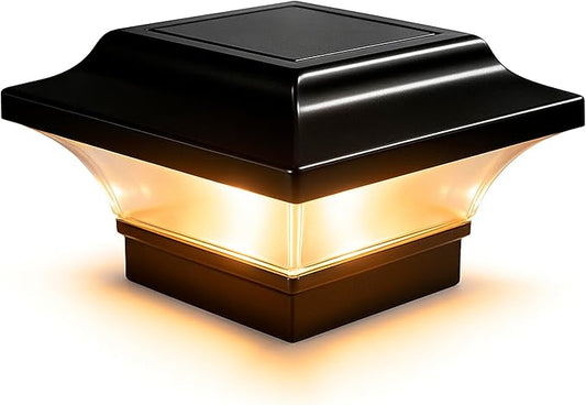 Classy Caps 2x2 Imperial Solar Post Cap - Fits 2"x2", 2.25"x2.25", and 2.5"x2.5" Deck & Fence Posts - Warm & Cool Light Modes - Black Cast Aluminum - Heavy-Duty - Mod. SL082B