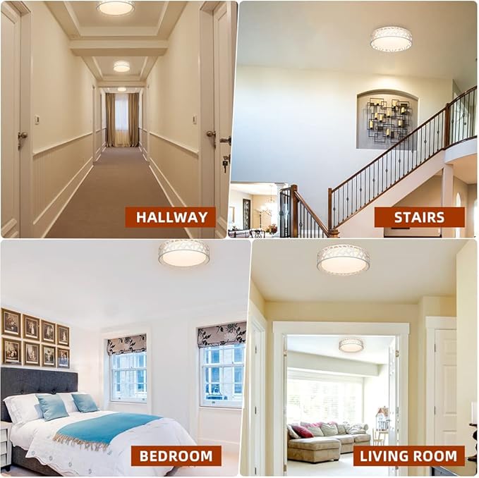 LED Flush Mount Ceiling Light 2 Pack, 14 Inch Dimmable Round Lighting Fixture, 20W 1400 Lumens 3000K Warm White, ETL Listed for Kitchen, Hallway, Bedroom, Stairways, Acrylic Lampshade