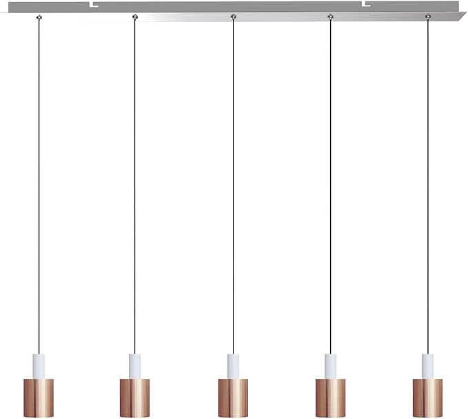 Virgo 5 Mini Pendant Lighting White-Copper - LED Hanging Light Fixture for Kitchen Island, Bar, Foyer - Cluster Pendants - Dimmable, Adjustable Wire, Lamp Bulb Included