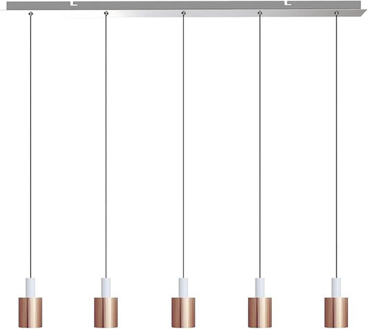 Virgo 5 Mini Pendant Lighting White-Copper - LED Hanging Light Fixture for Kitchen Island, Bar, Foyer - Cluster Pendants - Dimmable, Adjustable Wire, Lamp Bulb Included