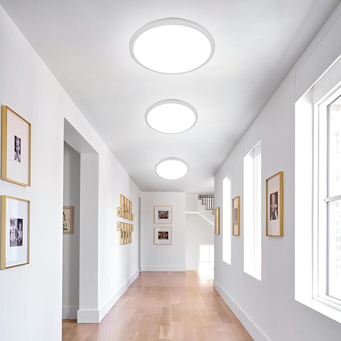 4 Pack 12 Inch Round LED Ceiling Light Fixture, 6500K Daylight Outdoor/Indoor Ceiling Light Fixture, 24W IP54 Waterproof Flat Round White Ceiling Lamp for Living Room Laundry Bedroom Hallway
