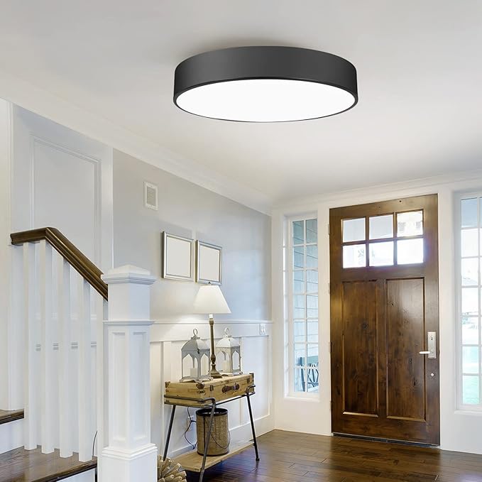 16 inch Round Flush Mount Ceinling Light Fixture, Contemporary 3-Light Modern Ceiling Light with Brass Gold Finish for Hallway Kitchen Laundry Bedroom,Foyer,Entryway,Closet