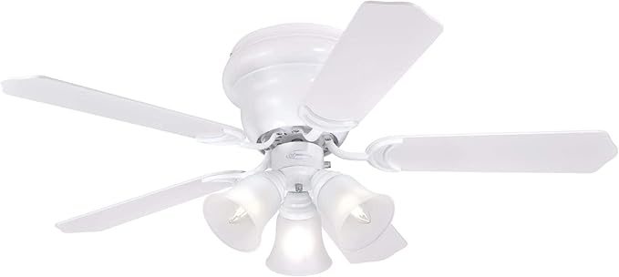 Westinghouse Contempra Trio 42 Inch Ceiling Fan with Light, Indoor White Ceiling Fan for Small Rooms, Reversible Blades White/White Washed Pine, LED Bulbs Included