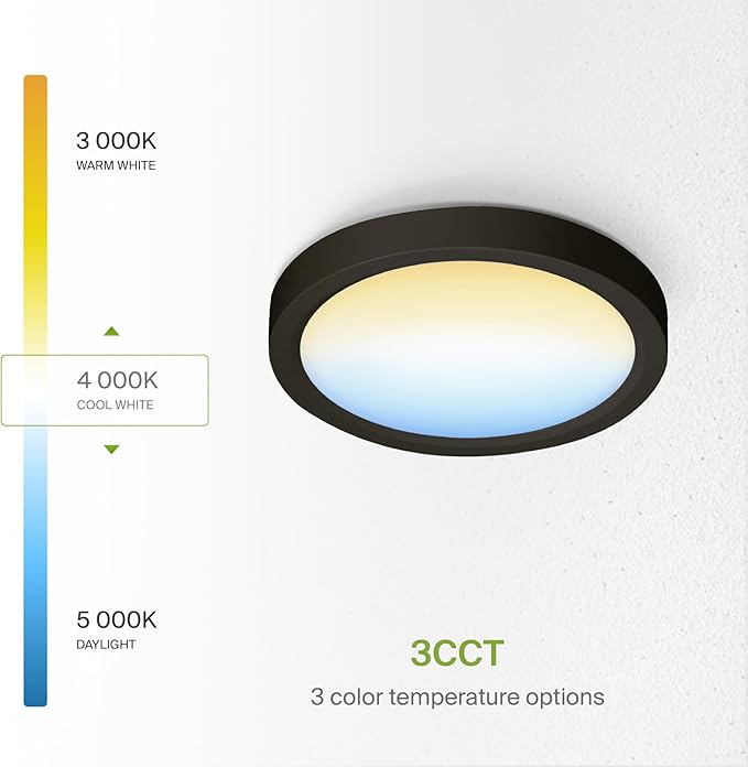 ASD LED 5" Round Flush Mount Light | 10W 720LM 3000-5000K 120V | 3CCT, Dimmable, Ultra Slim, ETL Listed | Thin Surface Lamp, Bedroom Ceiling Lighting | Bronze, 6 Pack
