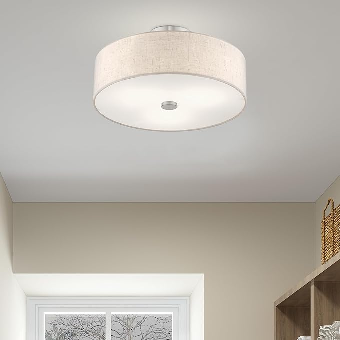Livex Lighting 52135-91 Meridian 3 Light Brushed Nickel Ceiling Mount