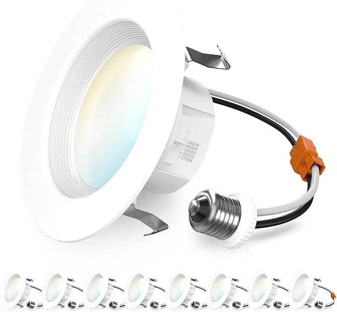 Sunco 8 Pack 4 Inch LED Recessed Lights, Retrofit Lighting LED Can Lights Downlight, 660LM, 2700K/3000K/3500K/4000K/5000K, Dimmable, Baffle Trim, 11W=60W, 50000 Lifetime Hours, Damp Rated UL