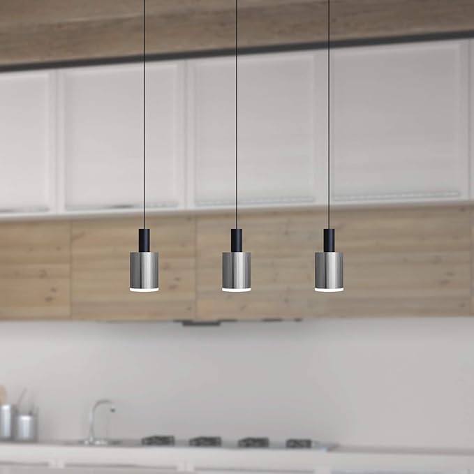 Virgo 3 Mini Pendant Lighting Black-Nickel - LED Hanging Light Fixture for Kitchen Island, Bar, Foyer - Cluster Pendants - Dimmable, Adjustable Wire, Lamp Bulb Included
