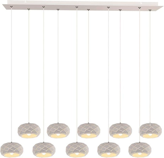 Crust 10 Mini Pendant Lighting White - LED Hanging Light Fixture for Kitchen Island, Bar, Foyer - Cluster Pendants - Dimmable, Adjustable Wire, Lamp Bulb Included