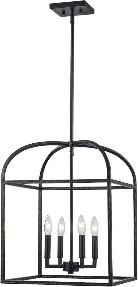 Asher Hamilton AHP-209BK Montclair 15.94 Inch Pendant Light | Adjustable 20.67 to 59.37 Inch Height | E12 Candelabra Base | Rod Hung Ceiling Fixture | Dry Rated for Indoor Use Only | Black Finish