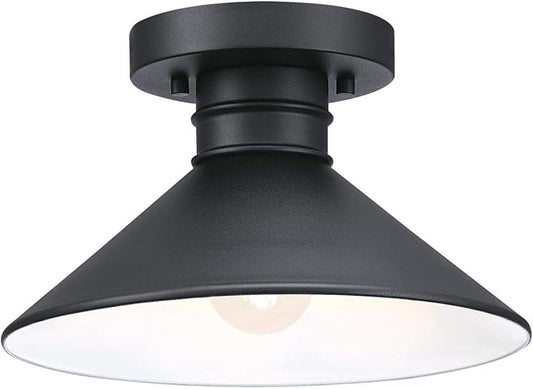Westinghouse 6112900 Watts Creek 11 Inch Rustic/Arts & Crafts One-Light Outdoor Semi Flush Mount Ceiling Light, Dark Sky Friendly, Textured Black Finish